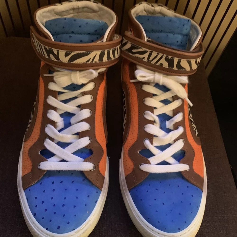 Pierre Hardy Zebra Print Suede & Leather Sneaker. Size 45
